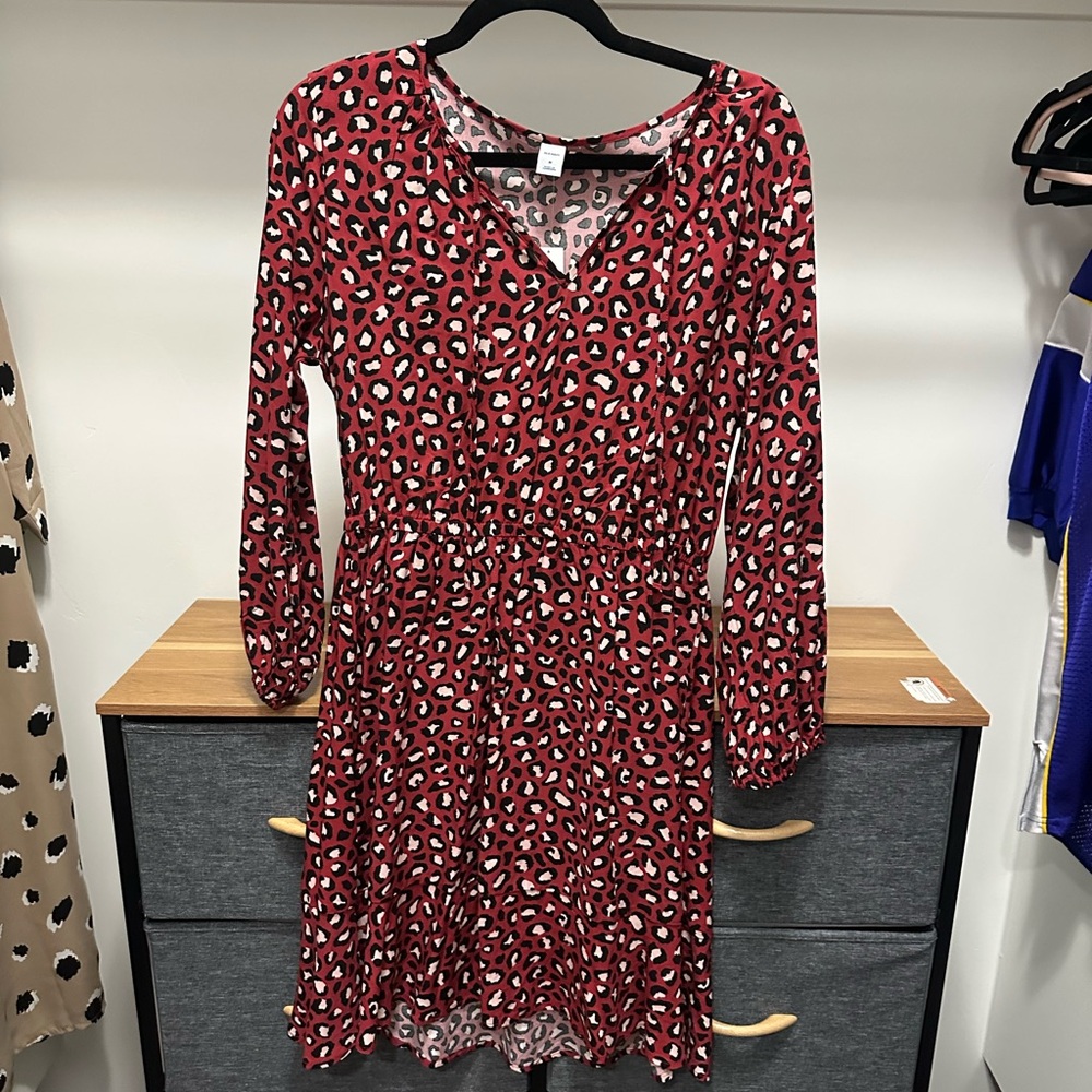 Red Leopard Print Dress